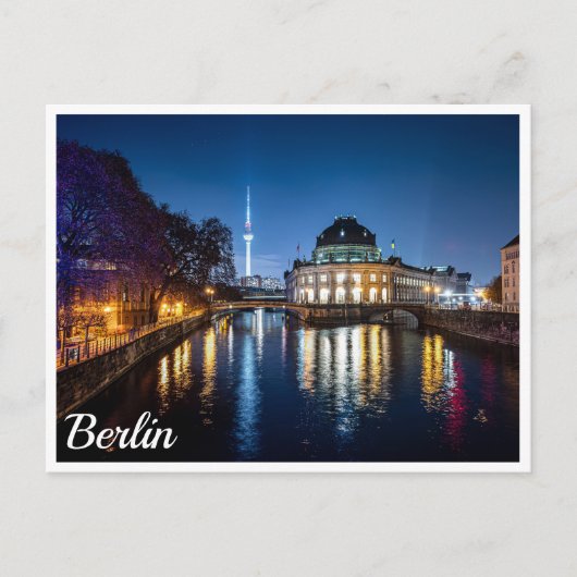 ドイツのベルリンにあるテレビ塔と博物館の島 ポストカード (正面)