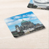 ドイツのベルリンにあるベルリンの大聖堂とテレビ塔 スクエアペーパーコースター (アングル)