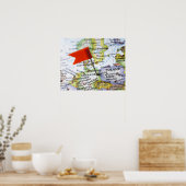 ドイツのベルリンに配置された地図のピン ポスター (キッチン)