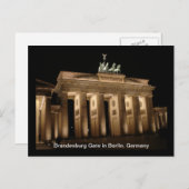 ドイツのベルリンの夜のブランデンブルク門 ポストカード (正面/裏面)