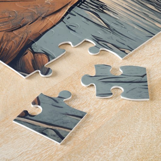 ドイツのボクサーで、熱帯ビーチにサングラスを置く ジグソーパズル (側面)