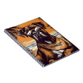 ドイツのボクサーで、熱帯ビーチにサングラスを置く ノートブック (右側)