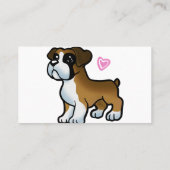 ドイツのボクサーの子犬の漫画 |背景色 名刺 (裏面)