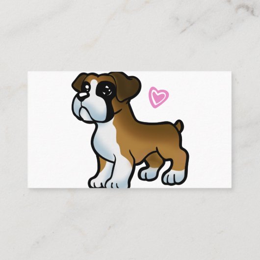 ドイツのボクサーの子犬の漫画 |背景色 名刺 (裏面)