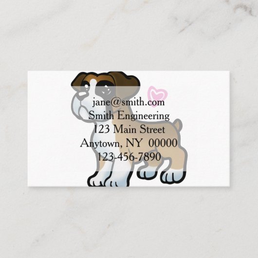 ドイツのボクサーの子犬の漫画 |背景色 名刺 (正面)