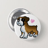 ドイツのボクサーの子犬漫画|背景色を選択 缶バッジ (正面&裏面)