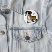 ドイツのボクサーの子犬漫画|背景色を選択 缶バッジ (インサイチュ)