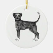 ドイツのボクサー犬の白黒カスタム文字 セラミックオーナメント (正面)