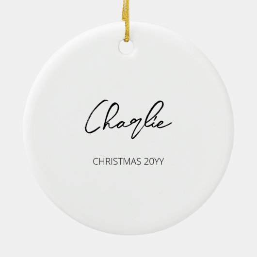 ドイツのボクサー犬の白黒カスタム文字 セラミックオーナメント (裏面)