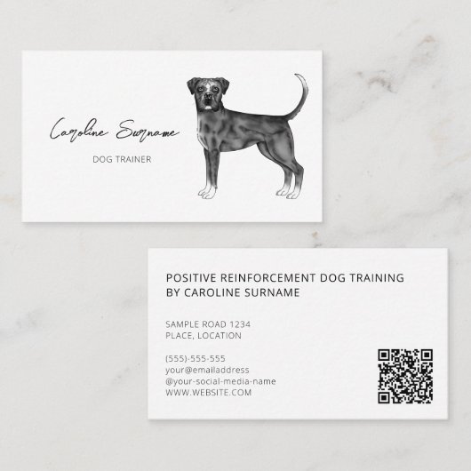 ドイツのボクサー犬の白黒カスタム文字 名刺 (正面/裏面)