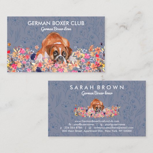 ドイツのボクサー犬 名刺 (正面/裏面)