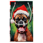 ドイツのボクサー・クリスマスブ絵画ラシのアートワーク スモールペーパーバッグ (裏面)