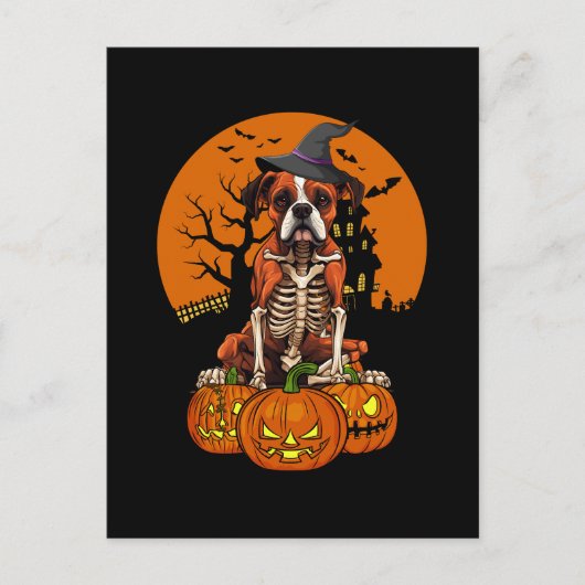 ドイツのボクサー・ドッグ・ハロウィーン シーズンポストカード (正面)