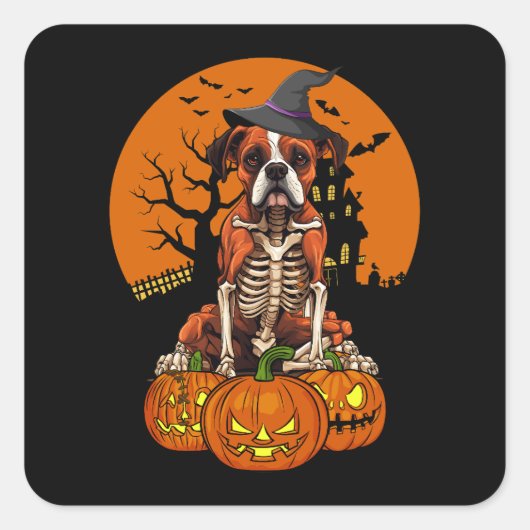 ドイツのボクサー・ドッグ・ハロウィーン スクエアシール (正面)