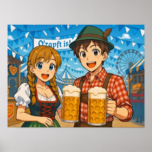 ドイツのミュンヘンでのオクトーバーフェスト中のビールテイスティング ポスター (正面)