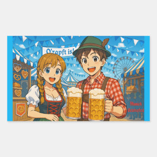 ドイツのミュンヘンでのオクトーバーフェスト中のビールテイスティング 長方形シール