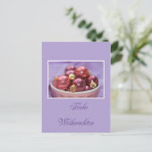 ドイツのメリークリスマスイラ&ピンクオーナメント シーズンポストカード (スタンド正面)