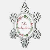 ドイツのメリークリスマスリース、Frohe Weihnachen スノーフレークピューターオーナメント (右)