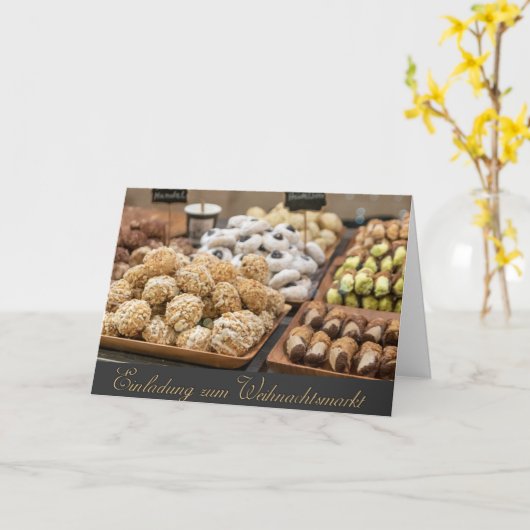 ドイツのメリークリスマス招待市場 カード (黄色い花)