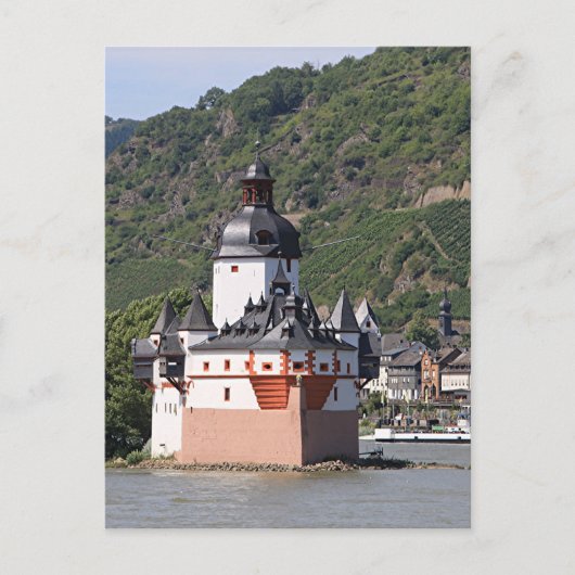 ドイツのライン川プファルツグラフシュタイン城1 ポストカード (正面)