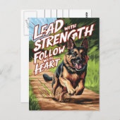 ドイツのランニング羊飼いの強さとハート ポストカード (正面/裏面)