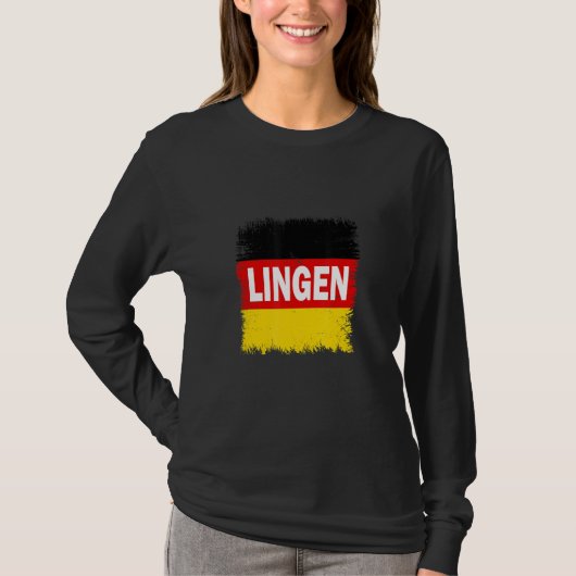 ドイツのリンゲン ドイツ国旗 Tシャツ (正面)