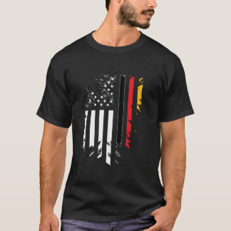 ドイツのルーツ米国育ドイツ米国国旗アメリ Tシャツ