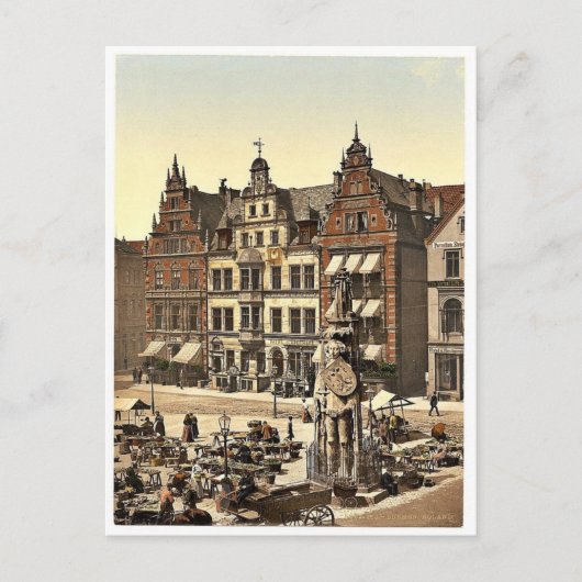 ドイツのレアフォトクロム、ブレーメン、ローランドの記念碑 ポストカード (正面)