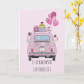 ドイツのレズビアンカップル結婚式の日フィアット500 カード (黄色い花)