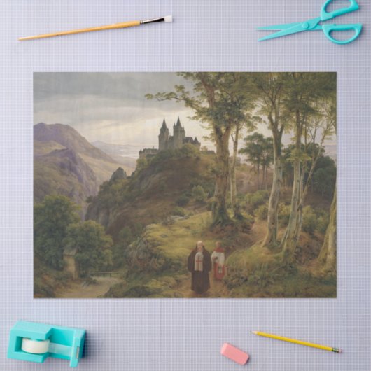 ドイツのロマンチックな風景と修道院の複合体 薄葉紙 (クラフト)