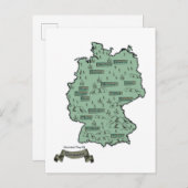 ドイツのヴィンテージ図解入りの、写真付きの地図 案内ポストカード (正面/裏面)