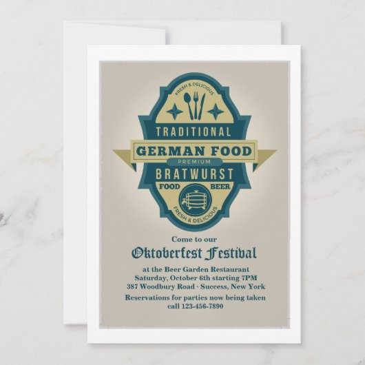 ドイツの伝統的な食事の招待状 招待状 (正面)