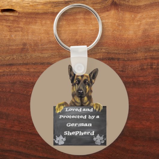 ドイツの保護羊飼いに愛され愛される キーホルダー (正面)