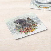 ドイツの冬の短いポインタ スクエアペーパーコースター (アングル)