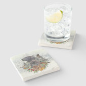 ドイツの冬の短いポインタ ストーンコースター (横)