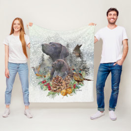 ドイツの冬の短いポインタ フリースブランケット