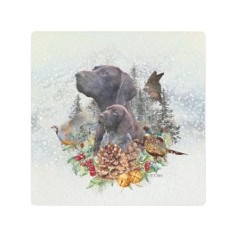 ドイツの冬の短いポインタ メタルプリント