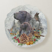 ドイツの冬の短いポインタ ラウンドクッション (裏面)