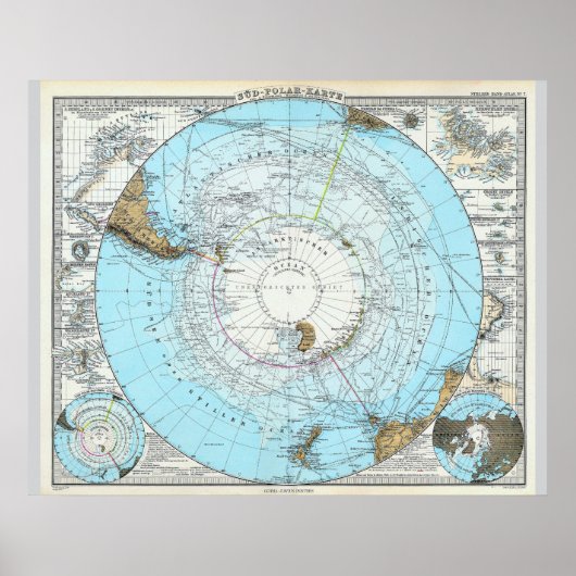 ドイツの北極の地図(1891年) ポスター (正面)