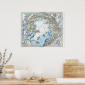 ドイツの北極の地図(1891年) ポスター (キッチン)