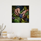 ドイツの収穫 – ぶどう狩り手のクローズアップ ポスター (キッチン)