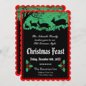 ドイツの古いスタイルクリスマスパーティーまたは宴会 招待状 (正面/裏面)