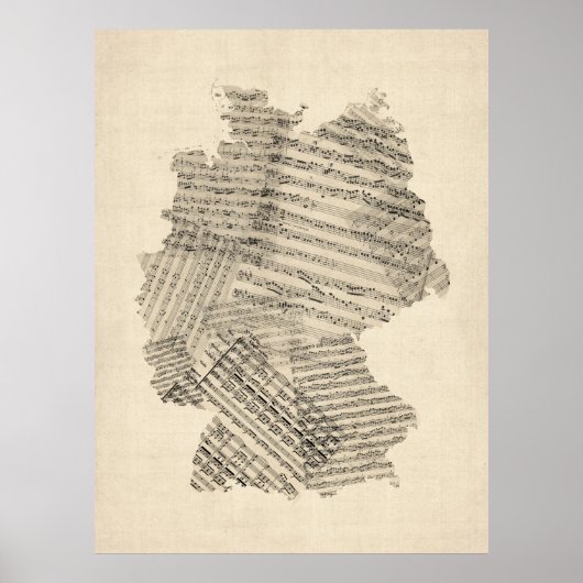ドイツの古楽譜マップ ポスター (正面)
