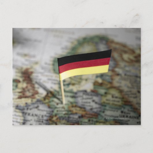 ドイツの国旗が地図に表示 ポストカード (正面)