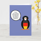 ドイツの国旗を着たペンギンさん カード (黄色い花)