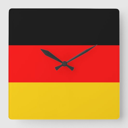 ドイツの国旗 スクエア壁時計 (正面)