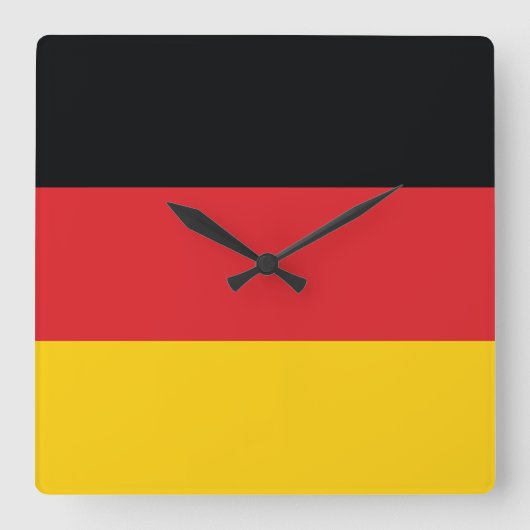 ドイツの国旗 スクエア壁時計 (正面)