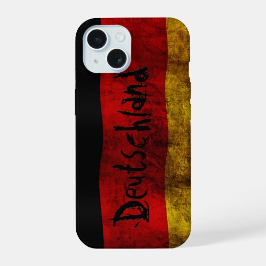 ドイツの国旗（ヴィンテージ） iPhone 15ケース (裏面)