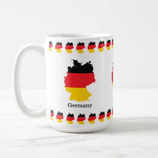 ドイツの地図におよぶ国旗のデザイン コーヒーマグカップ (左)