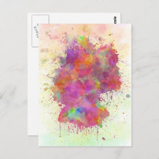 ドイツの地図の水彩スタイル ポストカード (正面/裏面)